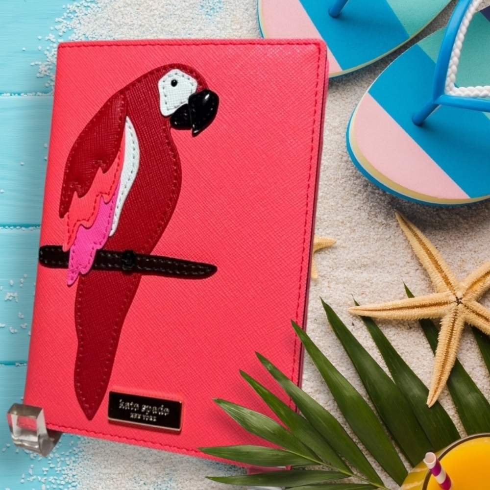 EUC KATE SPADE Imogene Talk The Talk PARROT Leather Wallet/Passport Holder